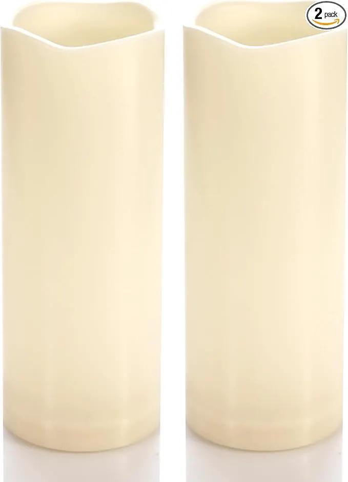 CANDLE CHOICE Waterproof Outdoor Battery Operated Flameless Candles with Timer Flickering Plastic Resin Electric LED Pillar Lights for Lantern Patio Garden Wedding Party Decorations 3x8 Inches 2 Pack by GreenHaven Gardens