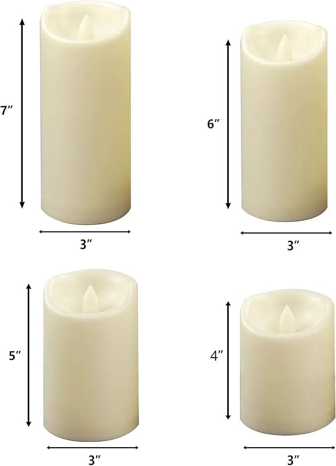 CANDLE CHOICE Waterproof Outdoor Battery Operated Flameless Pillar Candles with Remote Timer White Plastic Realistic Flickering Electric LED Lights Lantern Garden Wedding Christmas Decorations 9 Pack by GreenHaven Gardens