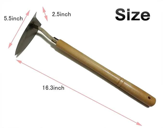 Japanese Garden Landscaping Triangle Hoe with Stainless Steel Blade & Wood Handle by GreenHaven Gardens
