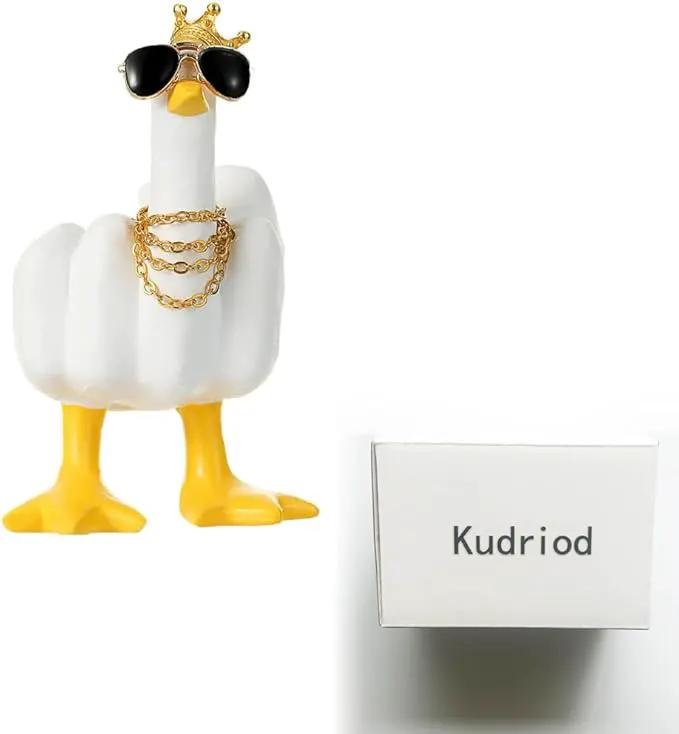 Accddio Middle Finger Duck Decor, Funny Middle Finger Resin Garden Statue, Duck You Cool Fun Gag Gift for Home Office Desk (White) by GreenHaven Gardens