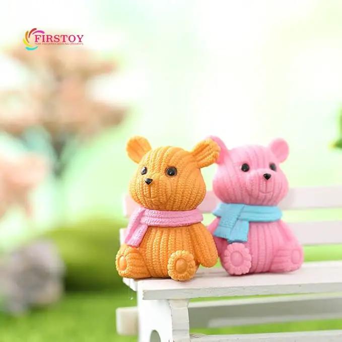 8Pcs Mini Resin Teddy Bear Figurines Cute Scarf Bears Desktop Ornaments Car Interior Decoration Garden FigurinesTiny Bear Statues Animals Sculpture Micro Landscape by GreenHaven Gardens