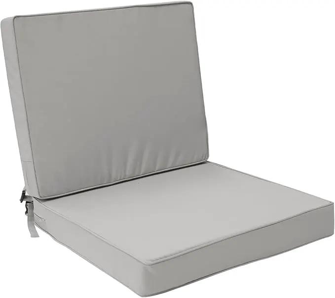 Outdoor Deep Seat Cushion Set 24" x 24", Water Repellent & Fade Resistant Cushion for Patio Furniture, Back & Seat Cushion with Removable Covers for Sofa, Couch, Light Grey by GreenHaven Gardens