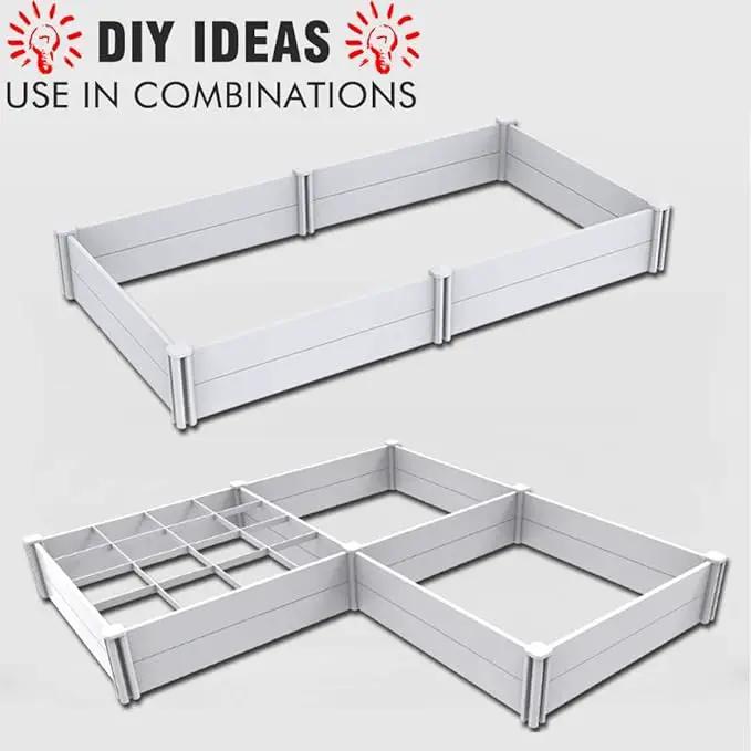 4'x4' White Vinyl Raised Garden Bed Kit, Outdoor Above Ground Garden Box for Growing Vegetables, Flowers, Herbs, DIY Gardening, Whelping Pen and More by GreenHaven Gardens
