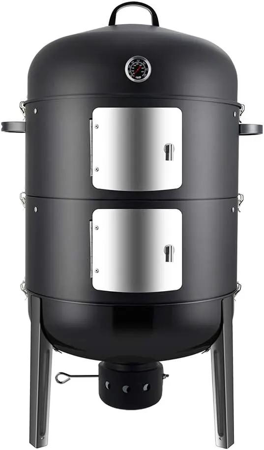 Realcook Charcoal BBQ Smoker Grill - 20 Inch Vertical Smoker for Outdoor Cooking Grilling by GreenHaven Gardens