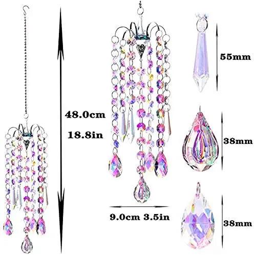 H&D HYALINE & DORA Chandelier Wind Chimes AB Coating Crystal Prisms Hanging Suncatcher Pendant Home Decor Gifts by GreenHaven Gardens