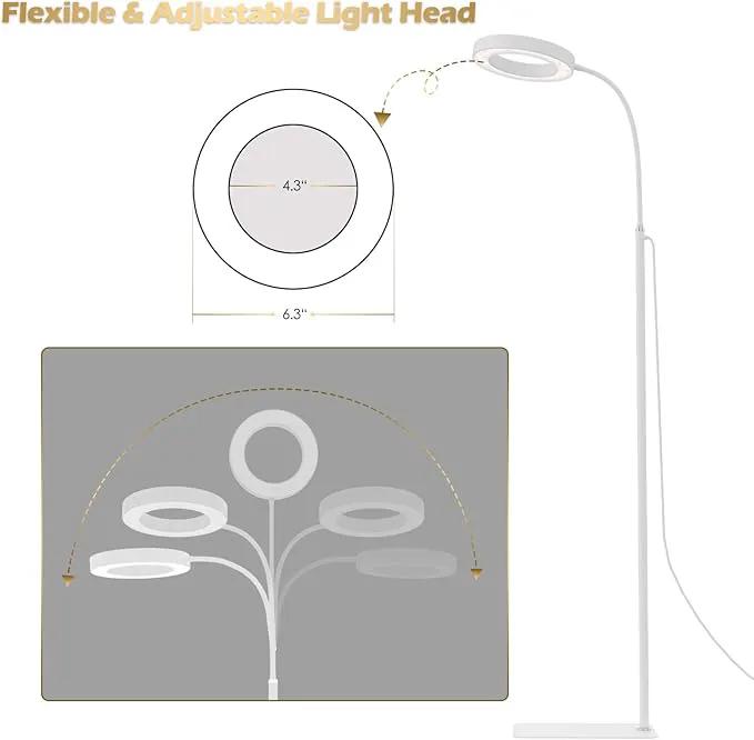 GLOWRIUM Grow Lights for Indoor Plants, 20W Full Spectrum LED Grow Light Floor Lamp with Stand Adjustable Height and Angle, Black Plant Light with 3/9/12H Timer White by GreenHaven Gardens