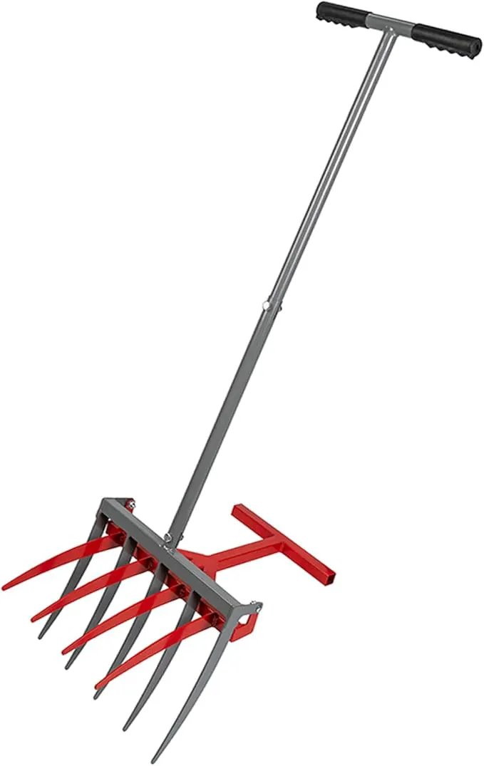 2-in-1 Broad Fork Garden Tool, Manual Hand Cultivator & Tiller, Heavy Duty Twist Tiller with 5+4 Steel Tines, Pitchfork for Soil Loosening, Digging, and Lawn Aeration by GreenHaven Gardens