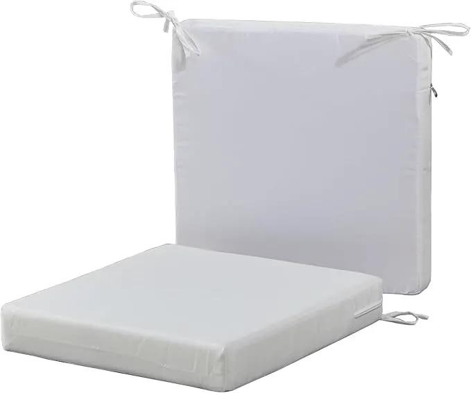 Patio Chair Cushions Non Slip Bottom Chair Pad with Ties Set of 2 Waterproof Square Outdoor Seat Cushion Replacement for Garden Swing Furniture 18x18 Inch, White by GreenHaven Gardens