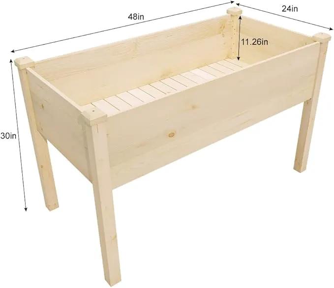 Raised Garden Bed 48.5x24.4x30 Inch, Elevated Wood Planter Box with Legs for Vegetable Flower Herb Outdoors Backyard, Patio, Balcony with Liner (Natural Wood) by GreenHaven Gardens