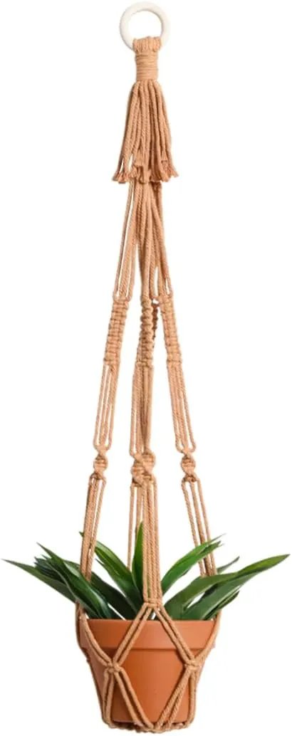 Artilady Plant Hanger Indoor Macrame Hanging Planters for Plants Holder Boho Brown Basket No Tassels Farmhouse Rustic Window Wall Decor by GreenHaven Gardens