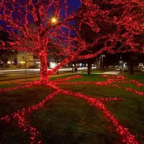 QITONG 4 Pack Red Solar Fairy Lights, Each 33ft 100 LED String Light Outdoor Waterproof, 8 Modes Silver Wire Red Outdoor Lights by GreenHaven Gardens