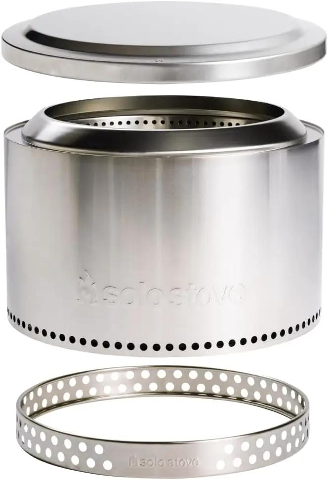 Solo Stove Yukon Essential Bundle | Portable Smokeless Fire Pit Stainless Steel for Wood Burning, Incl. Yukon Fire Pit, Lid and Stand, Diameter: 27in, Height: 19.8in, Weight: 40.35lbs by GreenHaven Gardens