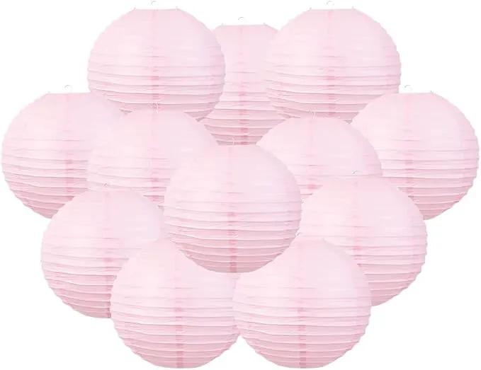 Chinese Style Paper Lanterns, Set of 12, Suitable for Party Decoration (Light Pink, 12in) by GreenHaven Gardens