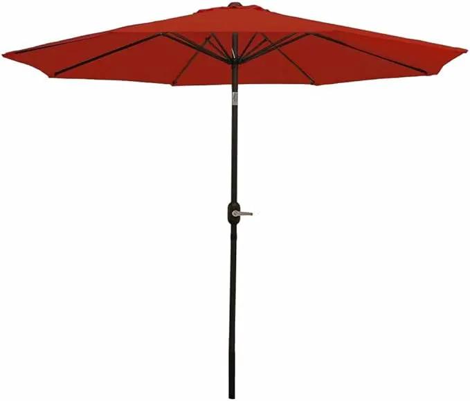 Sunnydaze Outdoor Patio Umbrella - Polyester Table Market Umbrella with Push-Button Tilt and Crank - 8 Sturdy Ribs - Burnt Orange - 9ft by GreenHaven Gardens