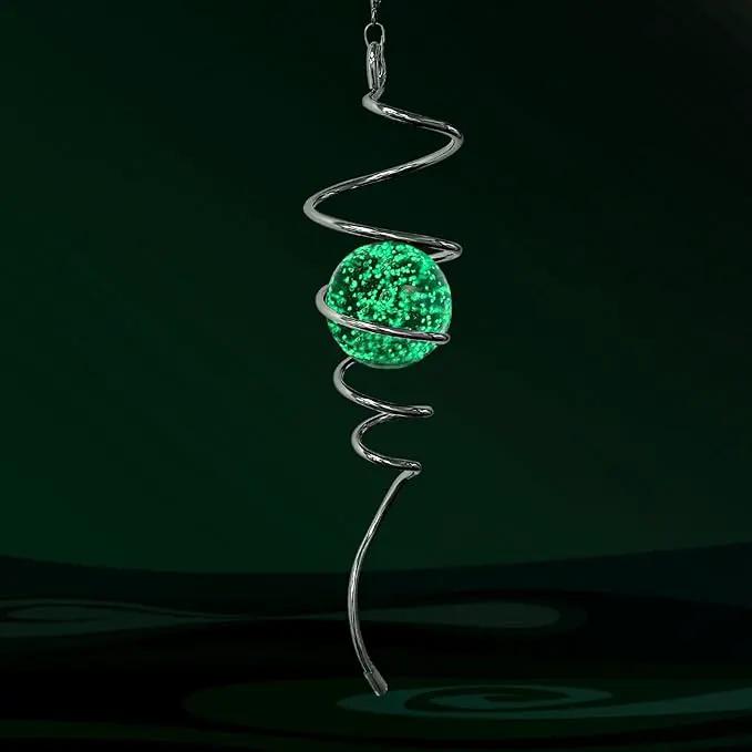 Glow in The Dark Wind Spinner Tail Gazing Ball Spiral Decorative Spiral Tail Wind Spinner Stabilizer Sun Catcher,Indoor Outdoor Hanging Art Garden Decoration Wind Sculpture Stabilizer-13in by GreenHaven Gardens