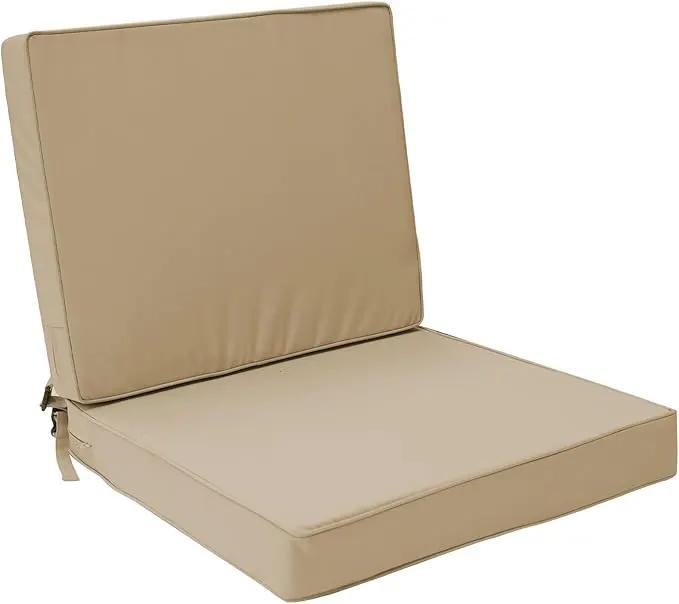 Outdoor Deep Seat Cushion Set 19" x 19", Water Repellent & Fade Resistant Cushion for Patio Furniture, Back & Seat Cushion with Removable Covers for Sofa, Couch, Beige by GreenHaven Gardens