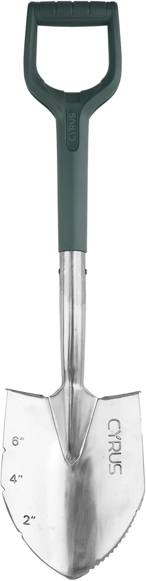 CYRUS Garden Shovel for Digging, 28 Inches in Total Length, Mini D-Shape Heavy Duty Shovel with Serrated Edges, Suitable for Garden, Lawn and Outdoor Camping by GreenHaven Gardens