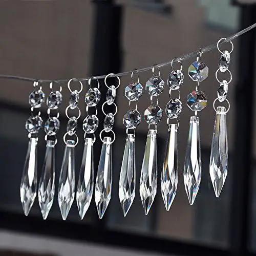 H&D 10pcs 63mm Chandelier Crystals Ornament - Clear Crystal Chandelier Prisms Icicle Drop Pendants by GreenHaven Gardens
