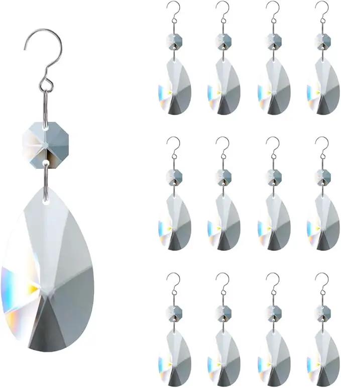 12pcs Crystal Suncatchers, Hanging Crystals Chandelier Prisms for Windows, Rainbow Maker Home Decoration by GreenHaven Gardens