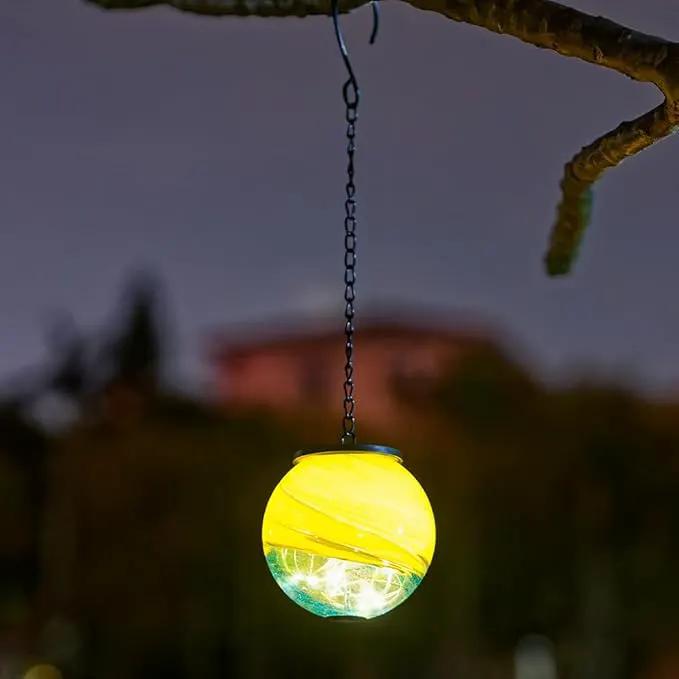 Hanging Solar Lanterns Outdoor Waterproof, Gazing Ball Globe Solar Lantern, Hanging Glass Lantern for Garden Yard Tree Outdoor Decoration by GreenHaven Gardens