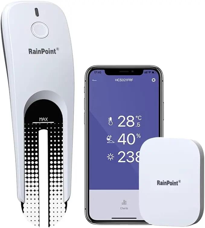 RAINPOINT Wi-Fi Soil Moisture Meter Plants - Hygrometer, Room Thermometer Indoor Soil Tester, Smart Plant Sensor, Temperature Humidity Monitor for Garden with 2.4 GHz Mini Wi-Fi Smart Gateway Hub by GreenHaven Gardens