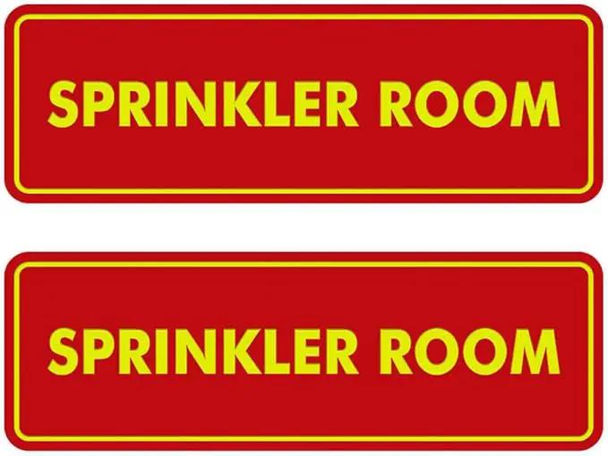 Signs ByLITA Standard Sprinkler Room Sign (Red/Yellow) - Medium 2 Pack by GreenHaven Gardens