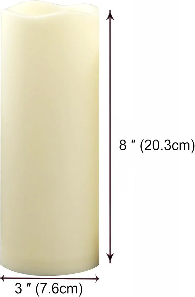 CANDLE CHOICE Waterproof Outdoor Battery Operated Flameless Candles with Timer Flickering Plastic Resin Electric LED Pillar Lights for Lantern Patio Garden Wedding Party Decorations 3x8 Inches 2 Pack by GreenHaven Gardens