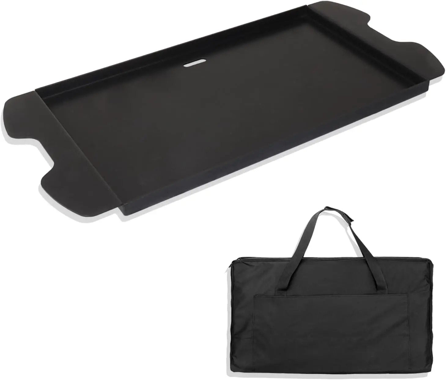 Weber Traveler Griddle Plate, Cast Iron, Black, Rectangular, 24.5'L x 11.5'W x 2'H, Fit for Weber Traveler Grills 9010001 9020001 9030001 9013001 9011701, Replacement Part 7034, with Carry Bag by GreenHaven Gardens