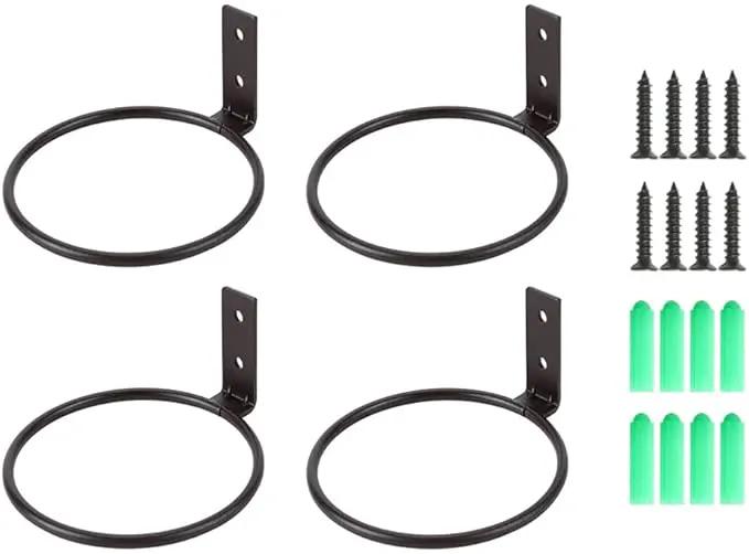 4 Pack 5in Flower Pot Holder Ring Wall Mounted Metal Planter Hooks Hangers Wall Bracket Wall Planter Hook (4, 5") by GreenHaven Gardens