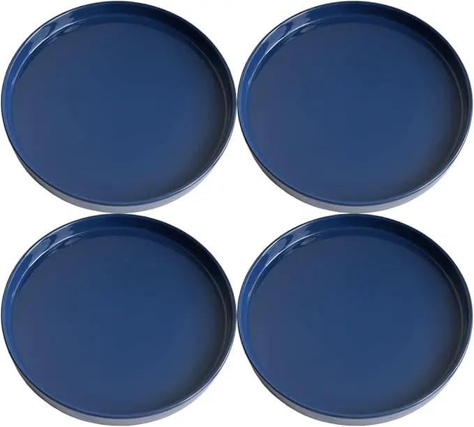 Plant Saucer Pot Tray Planter Saucers 4 Pack 4 5 6 7 8 9 10 11 12 13 15 Inch for Indoors Outdoor, Durable Sturdy Ceramic Flower Drainage drip Water Tray for Glazed Pots Base (4.7 Inch-Blue) by GreenHaven Gardens