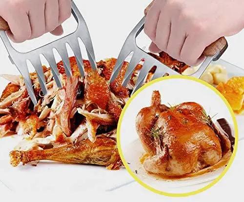 Meat Shredder Claws - Professional, Stainless Steel, Easy to Use, Lightweight, Heat Resistant Claws for Pulling, Shredding, Lifting and Serving Chicken, Turkey, Pork, Beef and Game by GreenHaven Gardens