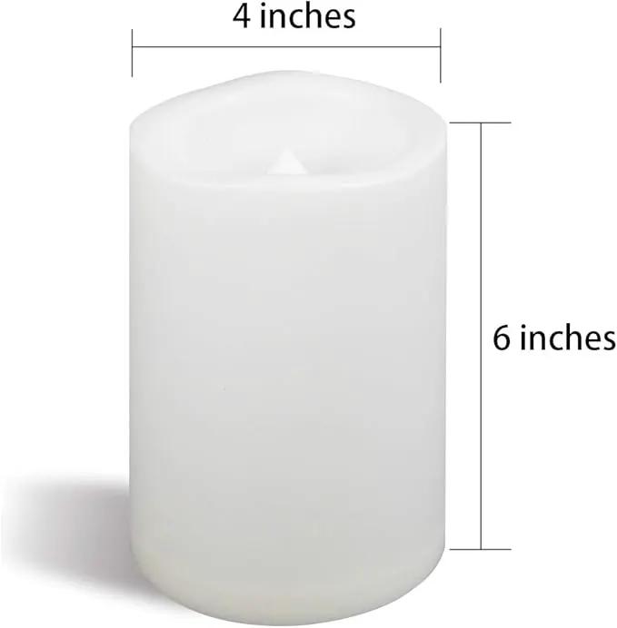 CANDLE CHOICE Waterproof Outdoor Battery Operated Flameless Candle with Timer Large Plastic Resin Bright Flickering Electric LED Pillar Lantern Patio Garden Wedding Christmas Decorations 4”(D) x6”(H) by GreenHaven Gardens