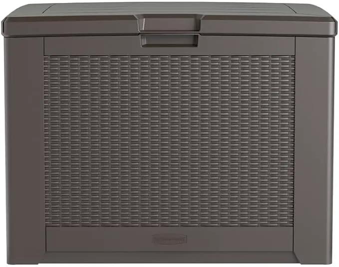 Rubbermaid Medium Resin Outdoor Storage Deck Box (74 Gal) Weather Resistant Brown Deck Organization for Home/Backyard/Pool Chemicals/Toys/Garden Tools/Porch/Patio Cushions by GreenHaven Gardens