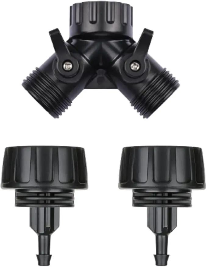 1/4 Inch Drip Irrigation Tubing Fitting to Faucet Adapter Connector, 2 Way Y Splitter for 3/4" Inch Garden Hose to 1/4 Inch Drip Irrigation Hose by GreenHaven Gardens