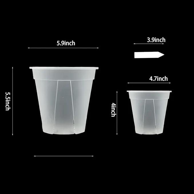 30 pcs 5/6 inch Clear Nursery pots,Thick Plastic Clear Plant pots with Drainage Holes for Orchids,Succulents etc,Outdoor or Indoor use by GreenHaven Gardens