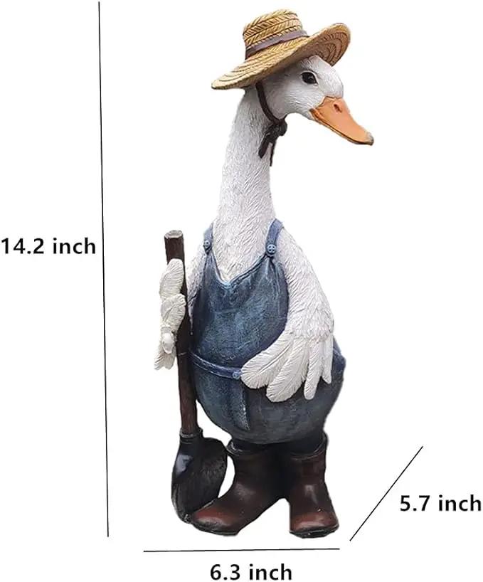 Garden Statues Gardener Couple Duck, Indoor Outdoor Decorations Cute Ducks Art Décor Goose Figurine Ornament for Yard Home Garden Patio and Office (Male) by GreenHaven Gardens