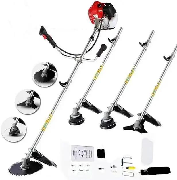 58CC Weed Wacker Brush Cutter, Gas Powered String Trimmer 4-in-1 Gas Weed Eater with 4 Detachable Heads Straight Shaft 2-Cycle for Weed, Brush(Orange) by GreenHaven Gardens