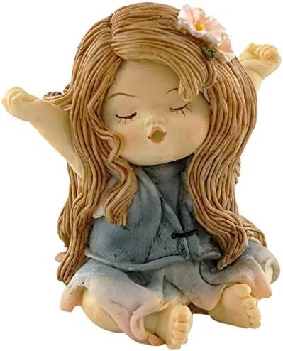 Top Collection Miniature Fairy Garden and Terrarium Statue, Little Fairy Yawning by GreenHaven Gardens
