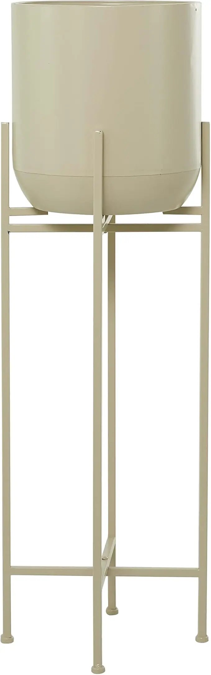 Deco 79 CosmoLiving by Cosmopolitan Metal Round Planter with Removable Stand, 13" x 13" x 42", Beige by GreenHaven Gardens