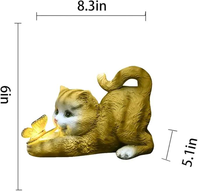 Solar Garden Statue Cat,Garden Figurine Outdoor Decoration with Cat Holding Butterfly for Yard,Patio,Lawn Art by GreenHaven Gardens