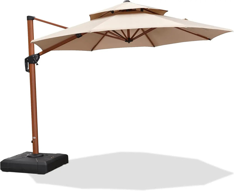 PURPLE LEAF 10ft Patio Umbrella Outdoor Round Umbrellas Large Cantilever Umbrella Windproof Offset Umbrellas Heavy Duty Sun Umbrella for Garden Deck Pool Patio, Beige by GreenHaven Gardens