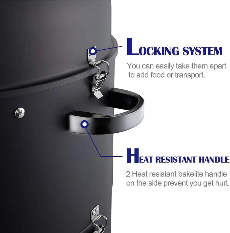 Realcook Charcoal BBQ Smoker Grill - 20 Inch Vertical Smoker for Outdoor Cooking Grilling by GreenHaven Gardens