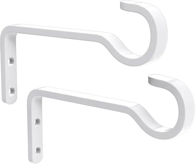 6 Inch 2 Pack Heavy Duty Outdoor Plant Hangers for Hanging Baskets, Iron Hanging Plant Brackets, Metal Plant Wall Hooks for Lantern, Bird Feeder, Windchime, White by GreenHaven Gardens