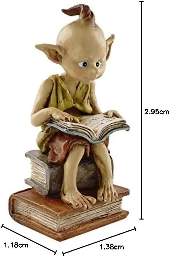 Top Collection Miniature Fairy Garden and Terrarium Statue, Garden Pixie Elf Reading Book by GreenHaven Gardens