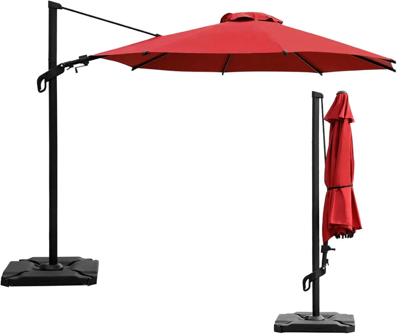 Abba Patio 10FT Vienna Offset Patio Umbrella Outdoor Cantilever Umbrella with 360° Rotation Design and Easy Tilt Adjustment UV 50+ Protection 8 Ribs for Backyard Garden Deck Pool Patio, Red by GreenHaven Gardens