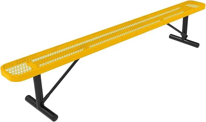 Coated Outdoor Furniture Heavy-Duty Portable Outdoor Bench Thermoplastic Coated, Expanded Metal, Commercial-Grade Seating, Made in America (Portable Without Back, 8 Ft, Yellow) by GreenHaven Gardens