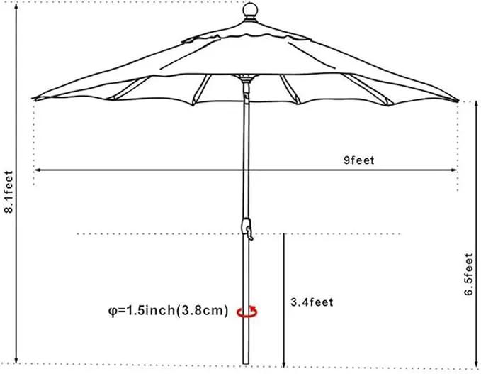 EliteShade USA 10-Year-Non-Fading 9Ft Market Umbrella Patio Umbrella Outdoor Table Umbrella with Ventilation, Macaw Green by GreenHaven Gardens