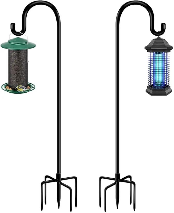 Shepherd Hooks for Bird Feeder Outdoor 44 inch, Small Heavy Duty Hummingbird Feeder Poles for Hanging Planter Basket Wind Chimes Garden Decor 2Pcs by GreenHaven Gardens