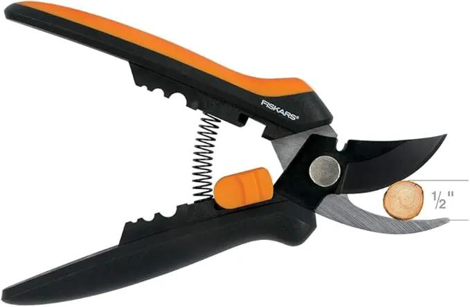 Fiskars Floral Pruning Shears - Plant Cutting Scissors/Garden Clippers For Deadheading and Working with Flowers - Black/Orange by GreenHaven Gardens