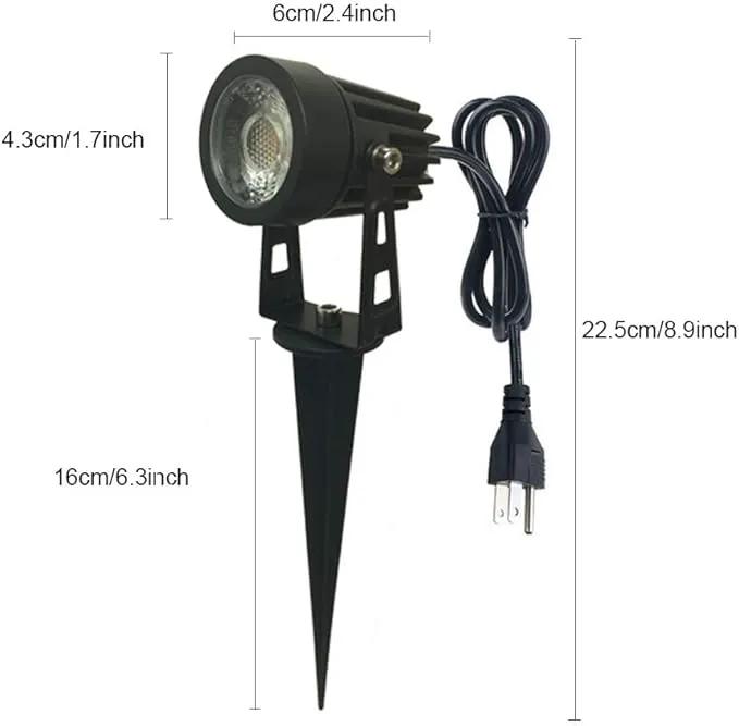 Pack of 2, Outdoor LED Landscape Lights Waterproof Spotlight with Spike Stand and Plug for Driveway, Outdoor Lawn Lighting, Flood Garden, Yard (5W Mini Warm White) by GreenHaven Gardens